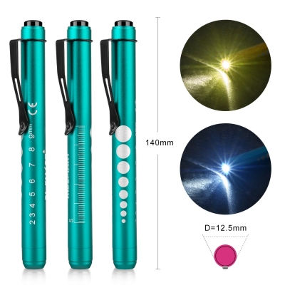 Medical LED Penlight with Pupil Gauge for Nursing Students Doctors Gold and Green