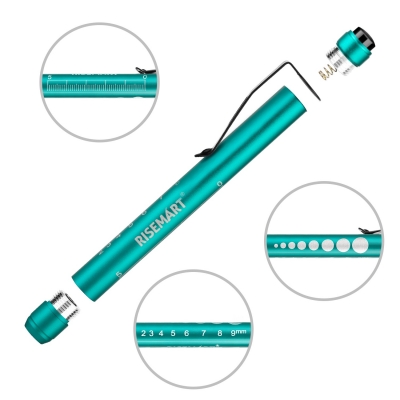 Medical LED Penlight with Pupil Gauge for Nursing Students Doctors Gold and Green