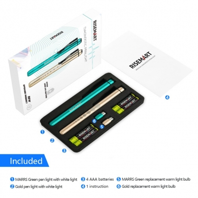 Medical LED Penlight with Pupil Gauge for Nursing Students Doctors Gold and Green